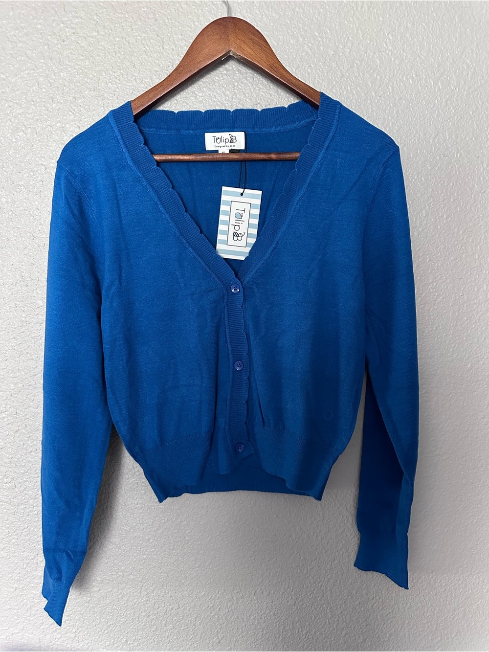 NWT Unique Vintage Tulip B Royal Blue Cardigan M/L